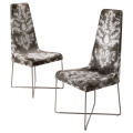 Ligne Roset High Back Pair of Slipper Chairs by SODA Design in Jacquard Chenille