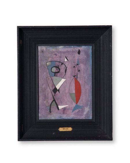 Mixed Media Painting on Paper After Joan Miro 1950s