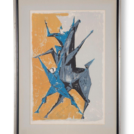 Remo Rossi Clowns & Horse Lithograph Signed & Numbered 65/150 Swiss Modernist